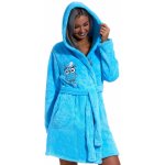 Azurově modrý dámský župan huňatý zimní ptáček 1Z1372 modrá – Zboží Dáma