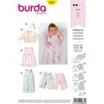 Střih Burda žlutý 9831 - dětská mikina, kalhoty, bodýčko a šaty – Sleviste.cz