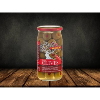 Ilida Olivy zelené plněné přírodní paprikou 350 g – Zboží Dáma