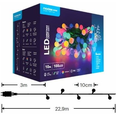 Modee ML-C2011 100LED 10m vánoční řetěz kuličky, barevná 8 programů IP44 352711,00 – Hledejceny.cz