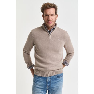 Gant Casual Cotton Half Zip Dk. Sand Melange – Zboží Mobilmania