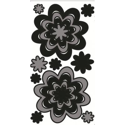 Creation Samolepící pokojová dekorace Květy šedočerné, 69x32 cm