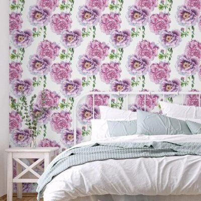 VaryPaper Pivoňka samolepicí Vintage růžová květinová tapeta 44,5cmx800cm Role Vinyl Paper – Sleviste.cz
