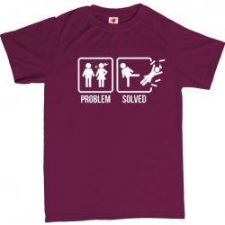 PROBLEM SOLVED rozchod pánské tričko s potiskem 401 vínová burgundy bílá