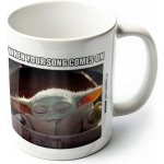 CurePink Bílý keramický hrnek Star Wars Hvězdné války TV seriál The Mandalorian When your song comes on MG25846 315 ml – Sleviste.cz