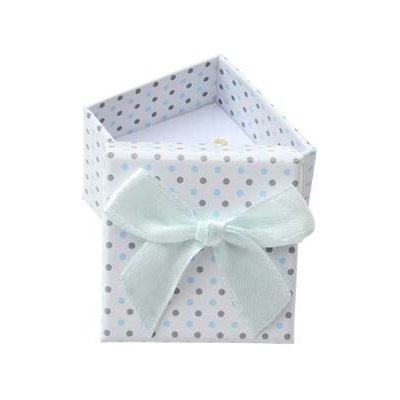 Šperky4U Malá dárková krabička na prsten bílá šedé a modré puntíky KR0182-GRLB – Zboží Dáma