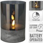 svíčka LED pr.10x15cm PH/ sklo, blikající plamen, časovač, ŠE/KOUŘ.SKLO – Zboží Dáma
