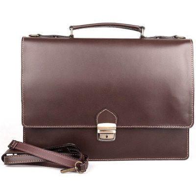 Vera Pelle velká hladká kožená aktovka no. 7003 tmavěhnědá – Sleviste.cz