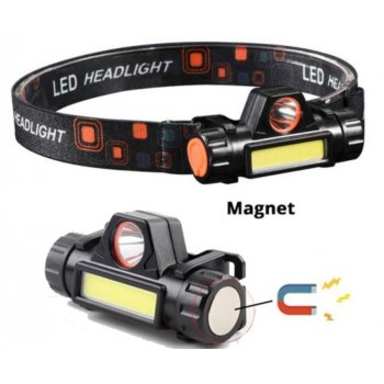 Headlight >s USB dobíjením a magnetem - 1x CREE LED + COB Headlamp