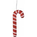 Clayre & Eef Červená třpytivá vánoční ozdoba cukrová hůlka s bílou stuhou - 8*2*17 cm – Hledejceny.cz