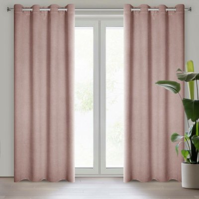 Eurofirany Závěs 135 x 250 cm zatemňovací polyester pudrově růžový na kovových kroužcích CARLO – Hledejceny.cz