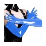 Fetish wet-look dlouhé prstové rukavice Modrá safírová wet-look 10078 X625 – Sleviste.cz