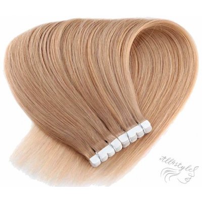 Vlasové PU pásky MINI Tape in na prodlužování vlasů 30cm 18 nejsvětlejší hnědá – Zboží Dáma