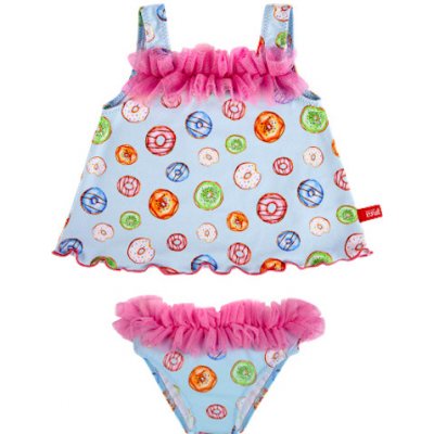 Plavky Cóndor Tankini dvoudílné UPF 50 modré s donuty a volánky Delicakes – Hledejceny.cz