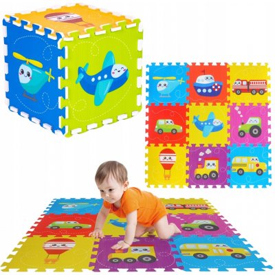 Iplay Pěnová podložka pro děti puzzle vozidla 9 prvků 86x86cm – Zboží Dáma