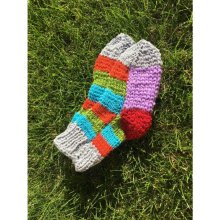 Ponožky od Magdy Ručně pletené veselé ponožky šedá fialová