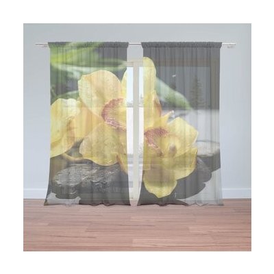 Sablio Záclony Žluté orchideje: 2ks 150x250cm – Zboží Mobilmania
