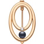 Gaura Pearls stříbrná brož s černou perlou Diona Gold SK24340GBR/B Zlatá Černá – Zboží Dáma