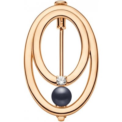 Gaura Pearls stříbrná brož s černou perlou Diona Gold SK24340GBR/B Zlatá Černá – Zboží Dáma