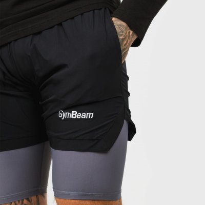 GymBeam pánské šortky 2in1 Black Grey – Sleviste.cz