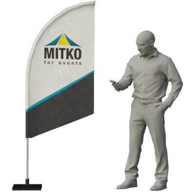 MITKO Reklamní vlajka Rider S (80x160 cm) s hliníkovým stožárem – Zkosené – Hřeb s ocelovým rotátorem ⌀ 20 mm – Hledejceny.cz