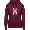 Dámská mikina s potiskem AWDis Hoodie mikina Design Pivní Viking Purpurovočervená