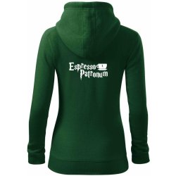 Harry Espresso Patronum dámská mikina trendy zipper s kapucí Lahvově zelená