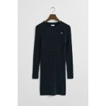 Gant Stretch Cotton Cable C-neck Dress Evening Blue – Zboží Dáma