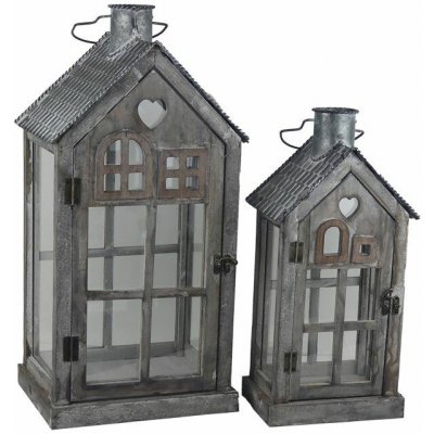 Dřevěná lucerna, S/2 D7210 – Zboží Dáma