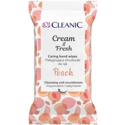 Cleanic Cream & Fresh Peach ošetřující vlhčené ubrousky na ruce 15 ks – Hledejceny.cz