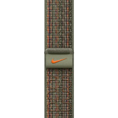 Apple Watch 45mm sekvojově zelený/oranžový provlékací sportovní řemínek Nike MTL63ZM/A – Zboží Mobilmania