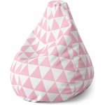 Sablio sedací vak Pear růžové a bílé trojúhelníky 140 x 100 x 25 cm – Sleviste.cz
