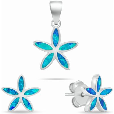 Brilio Silver Set šperků se syntetickými opály Květiny SET288WB – Zboží Dáma
