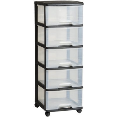 Curver Regálek se šuplíky černý 5 x 20 l 06770-146 – Sleviste.cz