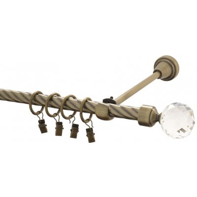 GARNÝŽE-HEBR Garnýž kroucená Koule crystal mosaz jednoduchá 400 cm – Sleviste.cz