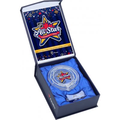 Highland Mint Skleněný puk 2024 NHL All-Star Game Authentic Crystal Puck - Filled with Game-Used Ice