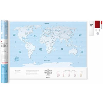 1DEA.me Stírací mapa světa Travel Map of the World Silver