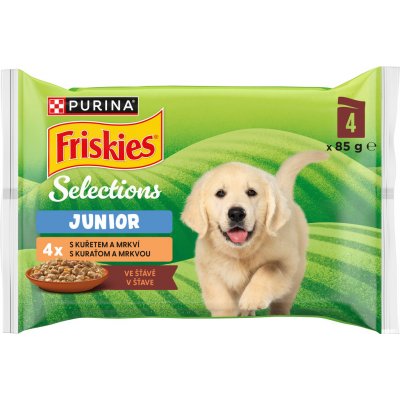 Friskies Junior s kuřetem a mrkví ve šťávě 4 x 85 g – Hledejceny.cz