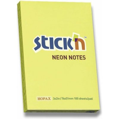 Hopax Stick'n Neon Notes žlutý 76 × 51 mm, 100 listů – Zboží Dáma