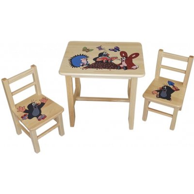 ČistéDřevo Dřevěný dětský stoleček s židličkami Krteček