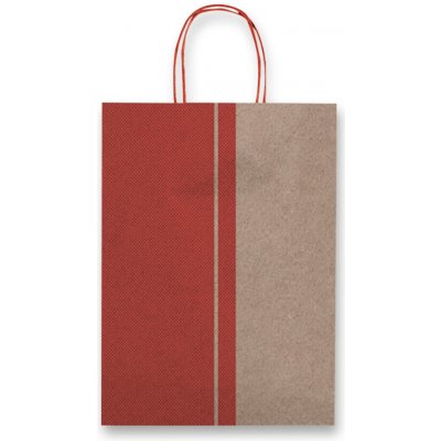Sadoch Kraft Red Stripe - dárková taška - 360 x 120 x 410 mm – Hledejceny.cz