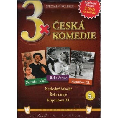 3xČeská komedie 5 (Nezbedný bakalář / Řeka čaruje / Klapzubova XI.) - 3DVD