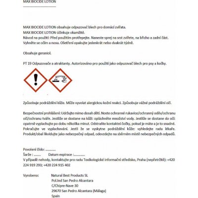 Max Biocide Lotion spray antiparazitní sprej 200 ml – Zboží Mobilmania