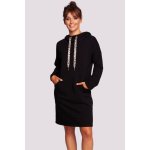 B238 High collar dress with leopard print černá – Sleviste.cz