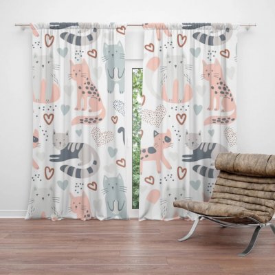 Sablio Závěs Malované kočičky: 2ks 140x250cm – Hledejceny.cz