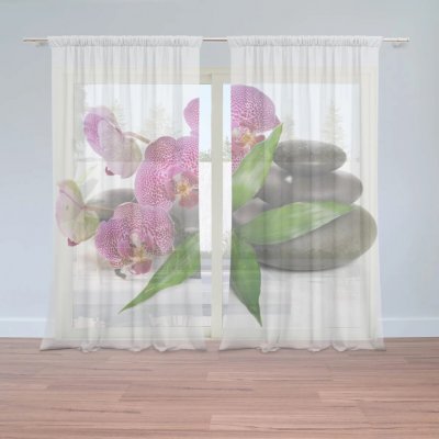 Sablio Záclony Orchideje a kameny: 2ks 150x250cm – Hledejceny.cz