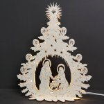 AMADEA Dřevěný svítící portál strom vánoční s betlémem 46x36x10 cm – Hledejceny.cz