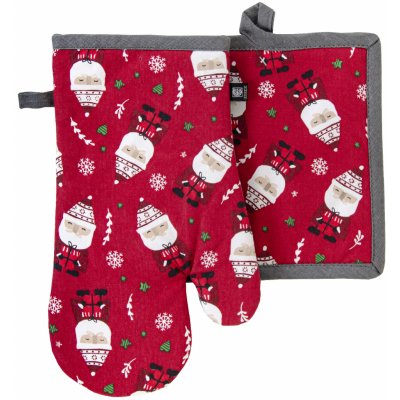 Vánoční kuchyňský set vánoční rukavice/chňapka SANTINO 18x30 cm/20X20 cm 100% bavlna ESSEX – Zboží Dáma