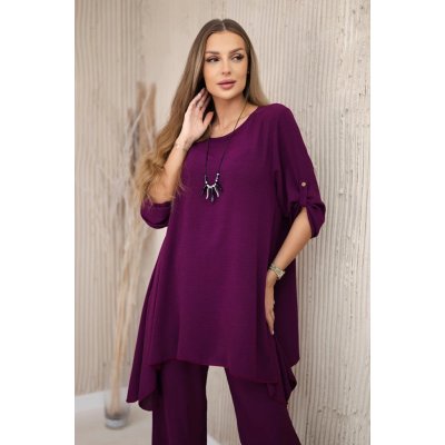 Kesi komplet 1025A halenka s přívěškem + kalhoty bordó – Zboží Mobilmania