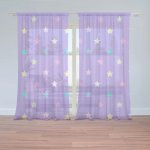 Sablio Záclony Hvězdy na fialové: 2ks 150x250cm – Zboží Mobilmania